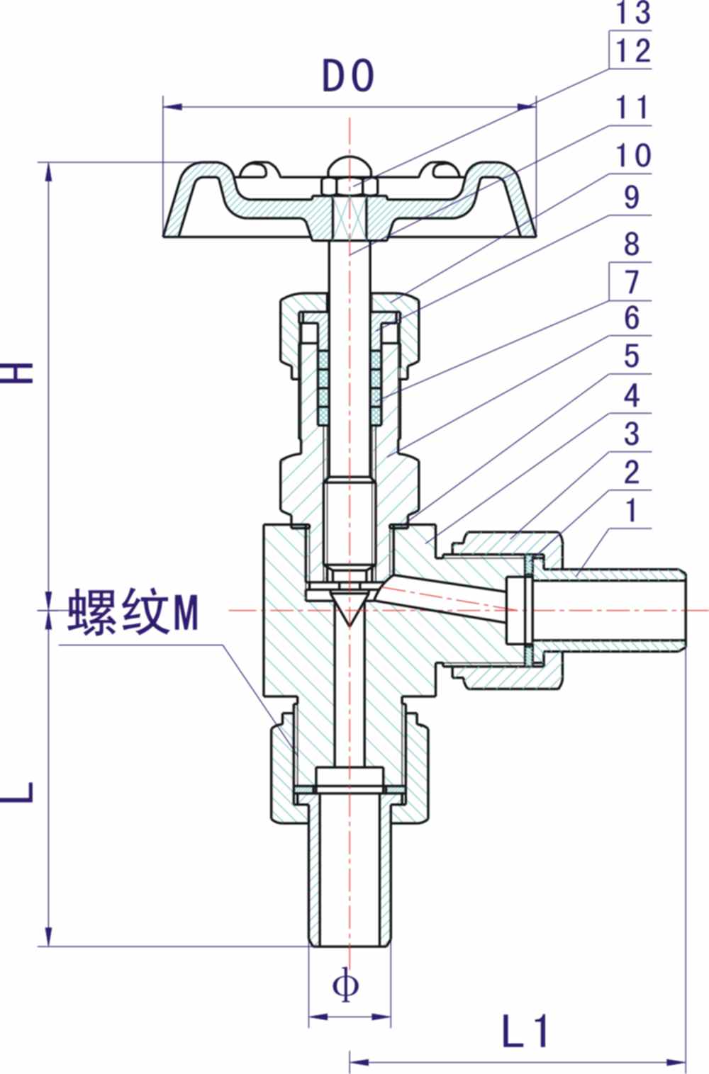 角式针型截止阀